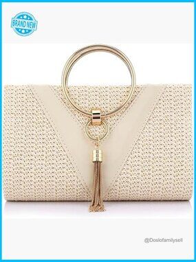 Straw Crossbody Clutch Handbag Woven Summer Beach Shoulder Bag Evening Purse